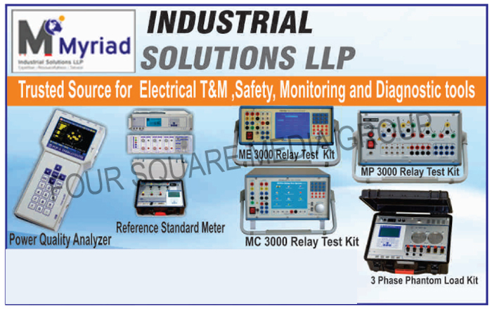 Power Quality Analyzers, Reference Standard Meters, Relay Test Kits, 3 Phase Phantom Load Kits, Three Phase Phantom Load Kits, Relay Test Kits, ME 3000 Relay Test Kits, MP 3000 Relay Test Kits, MC 3000 Relay Test Kits