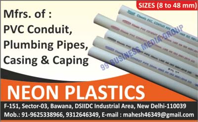 PVC Conduits, Plumbing Pipes, Casings, Capings