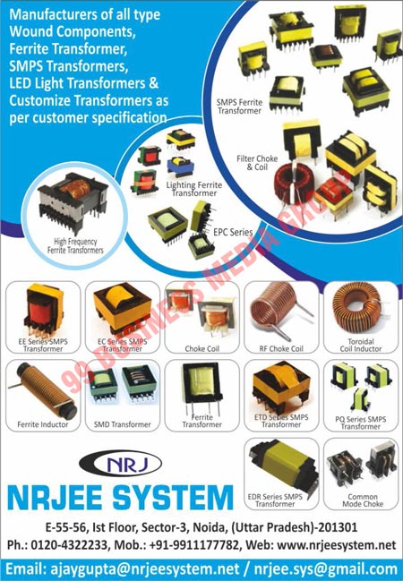 Wound Components, Ferrite Transformers, SMPS Transformers, Led Light Transformers, Customize Transformers, SMPS Ferrite Transformers, Lighting Ferrite Transformers, High Frequency Ferrite Transformers, EPC Series Transformers, EE Series SMPS Transformers, EC Series SMPS Transformers, Choke Coils, RF Choke Coils, Toroidal Coil Inductors, Ferrite Inductors, SMD Transformers, ETD Series SMPS Transformers, PQ Series SMPS Transformers, EDR Series SMPS Transformers, Common Mode Chokes, Filter Chokes, Filter Coils