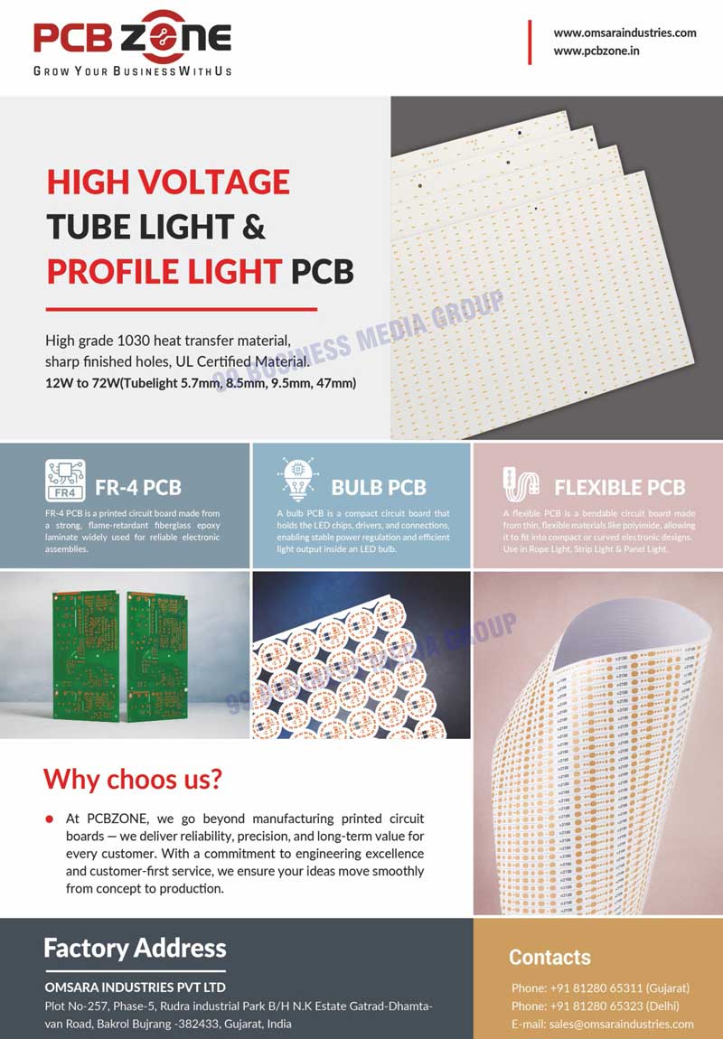Led Light PCBs, Flood Light PCBs, Street Light PCBs, Tubelight PCBs, Panel Light PCBs, Bulb PCBs, Led PCBs, DOB PCBs, Profile Light PCBs, Flexible PCBs, FR4 PCBs