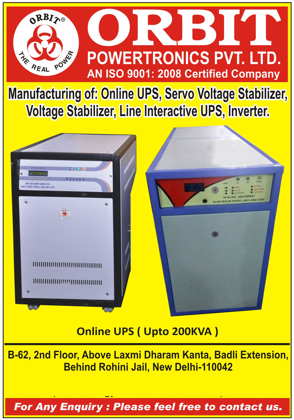 Online UPS, Servo Voltage Stabilizers, Voltage Stabilizers, Line Interactive UPS, Inverters