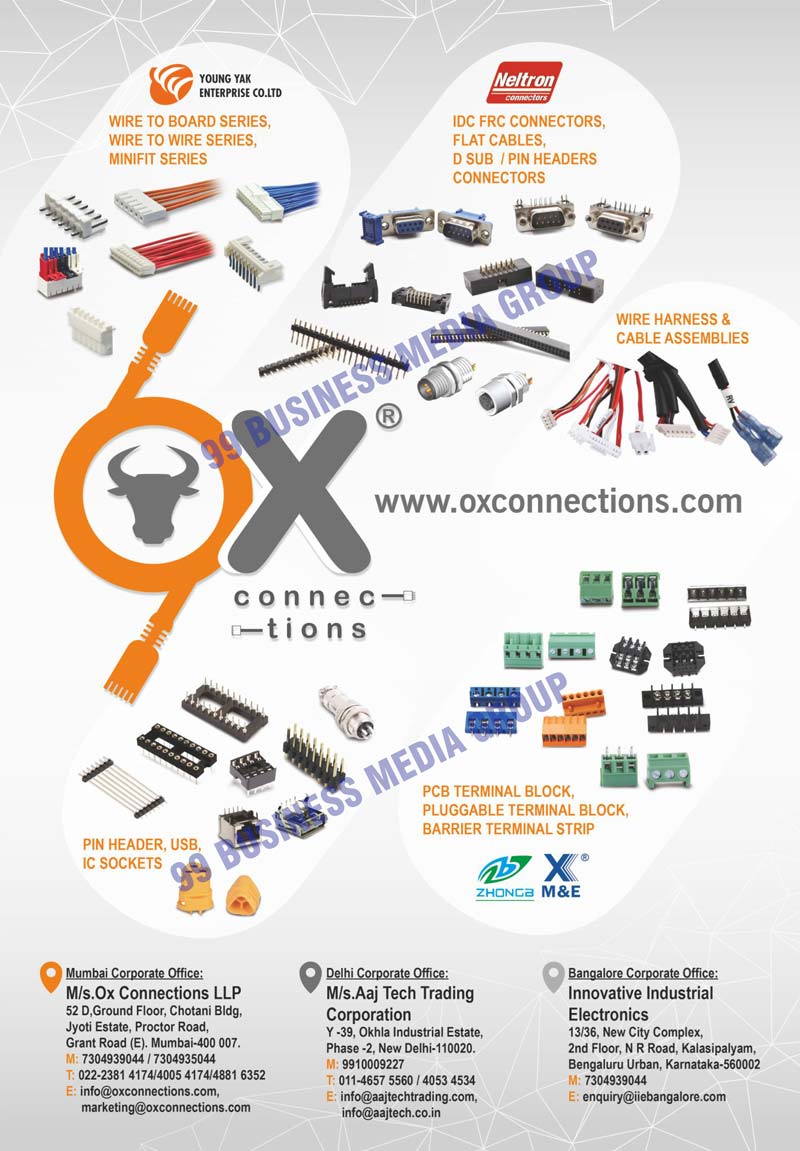Pin Headers, USB IC Sockets, PCB Terminal Blocks, Pluggable Terminale Blocks, Barrier Terminal Strips, Wire Harnesses, Cable Assemblies, Wire Board Series, IDC FRC Connectors, Flat Cables, D Sub Headers, Pin Headers