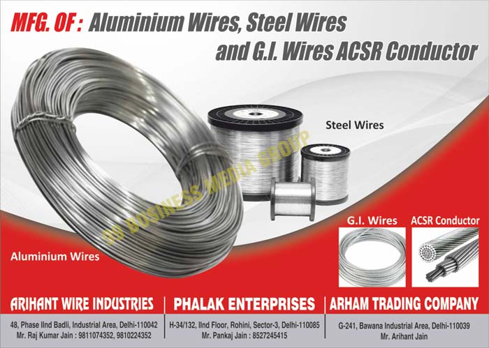 Aluminium Wires, Steel Wires, G.I. Wires, ACSR Conductors