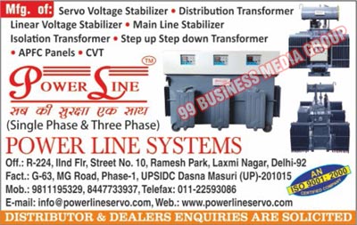 Electrical Products, Stabilizers, Voltage Stabilizers, Automatic Voltage Stabilizers, Industrial Manual Three Phase Stabilizers, Main Line Stabilizers, Industrial Manual 3 Phase Stabilizers, Servo Voltage Stabilizers, Single Phase Servo Voltage Stabilizers, Three Phase Servo Voltage Stabilizers, Insulation Transformers, Distribution Transformers, Variac Transformers, Linear Voltage Stabilizers, Isolation Transformers, Step Up Step Down Transformers, APFC Panels, CVT