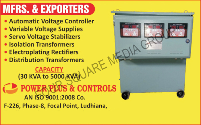 Automatic Voltage Controllers, Variable Voltage Supplies, Variable Voltage Supply, Servo Voltage Stabilizers, Isolation Transformers, Electroplating Rectifiers, Distribution Transformers
