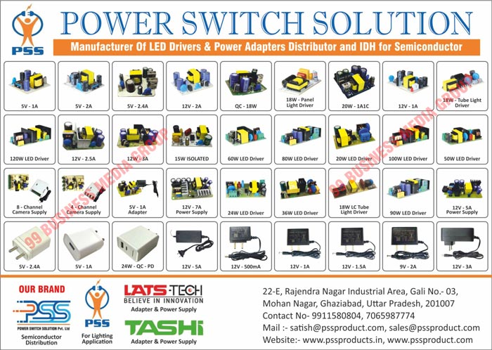 Led Drivers, SPMS Adapters, EV Chargers, Panel Light Driver, Tube Light Driver, Power Supply, Channel Camera Supply, Adapter, Power Adapters, IDH