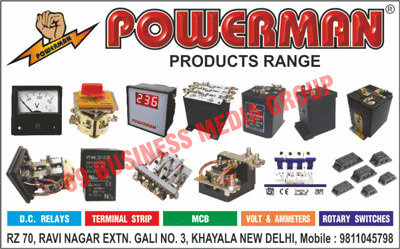 DC Relays, Terminal Strips, MCBs, Volts, Ammeters, Rotary Switches