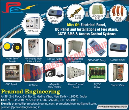 Electrical Panels, DDC Panels, Fire Alarm Installation Services, CCTV Installation Services, BMS Installation Services, Access Control System Installation Services, Control Transformers, Electronic Control Panels, Water Level Switches, Main Failure Panels, AC Relays, DC Relays, Wall Mounted Enclosures, Current Relays, LT Panels, Magnetic Door Holders, Power Control Panels, DC Panels