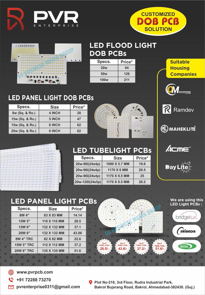 PCB Assemblies, Printed Circuit Boards, PCBs, Led Flood Light DOB PCBs, Led Panel Light DOB PCBs, Led Tubelight PCBs, Led Panel Light PCBs, Led Light PCBs, DOB PCBs