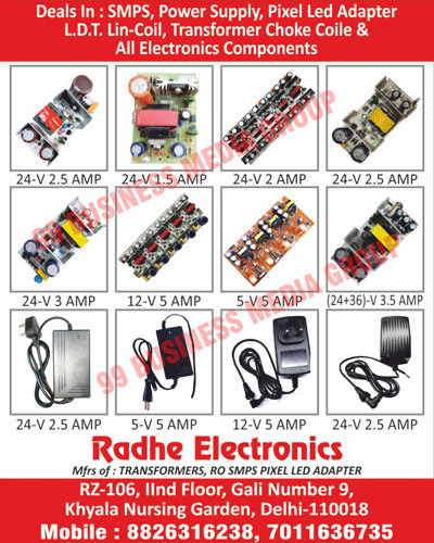 Power Supplies, Pixel Led Adapter L.D.T. Lin-Coils, Tranformer Choke Coils, Electronic Components