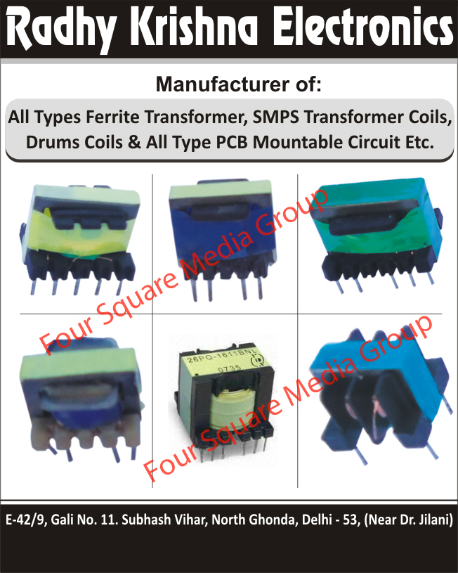 Ferrite Transformers, SPMS Transformer Coils, Drum Coils, PCB Mountable Circuits, Printed Circuit Board Mountable Circuits