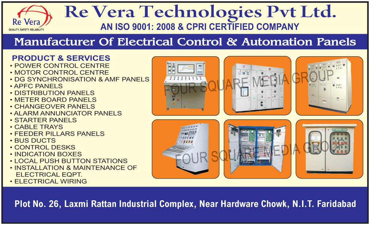 Electrical Control Panels, Automation Panels, Power Control Centres, Motor Control Centres, DG Synchronisation Panels, AMF Panels, APFC Panels, Distribution Panels, Meter Board Panels, Changeover Panels, Alarm Annunciator Panels, Starter Panels, Cable Trays, Feeder Pillar Panels, Bus Ducts, Control Desks, Indication Boxes, Local Push Button Stations, Installation Of Electrical Equipments, Maintenance Of Electrical Equipments, Electrical Wirings, Electrical Equipments Installations, Electrical Equipments Maintenance
