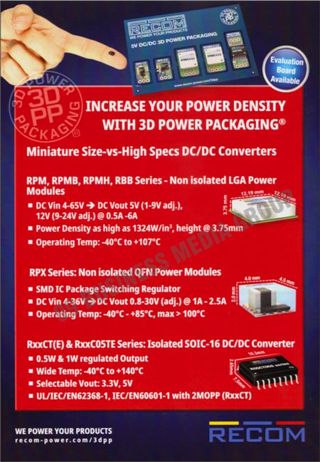 DC Converters, RPMs, RPMHs, RBB Series-Non Isolated Lga Power Modules, Power Density, RPX Series, Non Isolated QFN Power Modules, SMD IC Package Switching Regulators, Operating Temps, Rxx C05TE Series, ISolated SOIC-16 DCs, Regulated Outputs, Wide Temps, Selectable Vouts, ULs, IECs