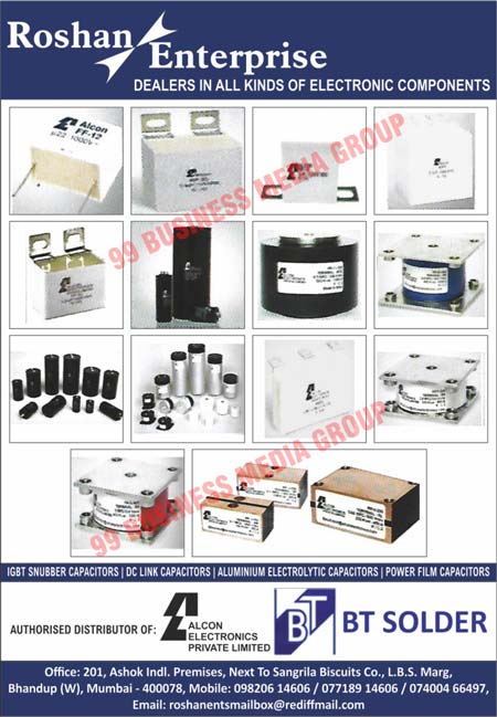 Electronic Components, IGBT Snubber Capacitors, DC Link Capacitors, Aluminium Electrolytic Capacitors, Power Film Capacitors