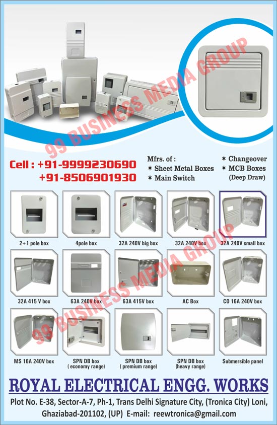 Sheet Metal Boxes, Main Switches, Changeover Switches, Deep Draw Mcb Boxes