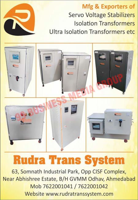 Air Cooled Servo Stabilizers, Oil Cooled Servo Stabilizers, Ultra Isolation Transformers, Isolation Transformers, Servo Voltage Stabilizers, Power Conditioning Equipments, Power Protection Equipments, Servo Stabilizers