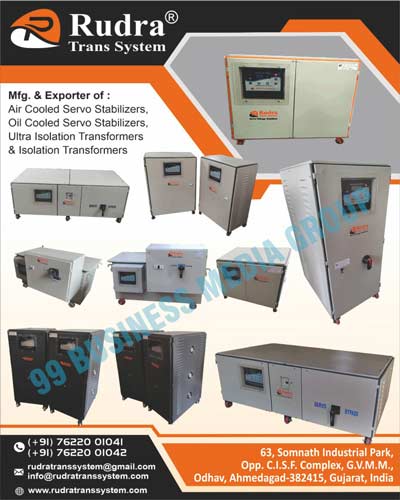 Air Cooled Servo Stabilizers, Oil Cooled Servo Stabilizers, Ultra Isolation Transformer, Isolation Transformer
