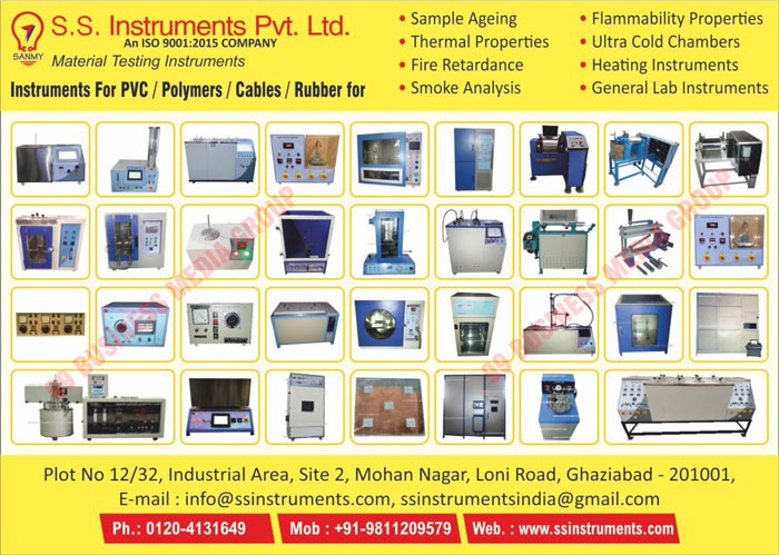 Materil Testing Instruments, PVC Instruments, Polymer Instruments, Cable Instruments, Sample Ageing Rubbers, Thermal Properties Rubbers, Fire Retardance Rubbers, Smoke Analysis Rubbers, Flammability Properties Rubbers, Ultra Cold Chamber Rubbers, Heating Instrument Rubbers, General Lab Instrument Rubbers, Testing Instruments, Testing Apparatus, Testing Equipments