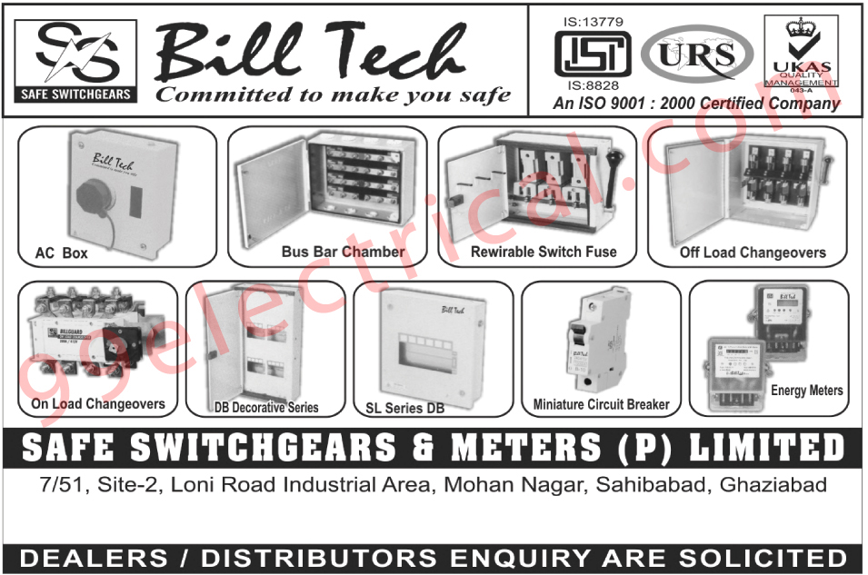 AC Boxes, Bus Bar Chambers, Rewirable Switch Fuses, Off Load Changeover, On Load Changeover, Miniature Circuit Breakers, Energy Meters,Electrical Products, MCB, Switchgears, Electrical Switches, Switches, Distribution Box, Meters