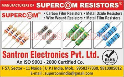 Carbon Film Resistors, Precision Metal Film Resistors, Metal Oxide Film Resistors, Wire Wound Resistors, Supercom Resisters, Metal Film Resistors, Metal Oxide Resistors, Resistors, SMD Resistors