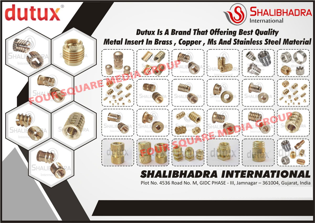 Brass Material Metal Inserts, Copper Material Metal Inserts, MS Material Metal Inserts, Stainless Steel Material Metal Inserts