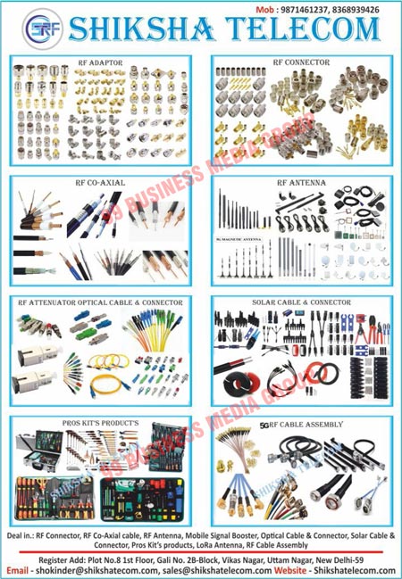 RF Adaptors, RF Connectors, RF Coaxials, RF Antenna, RF Attenuator Optical Cables, RF Attenuator Optical Connectors, Solar Cables, Solar Connectors, RF Coaxial Cables, Mobile Signal Boosters, Optical Cables, Optical Connectors, Pros Kits Products, LoRa Antenna, RF Cable Assemblies