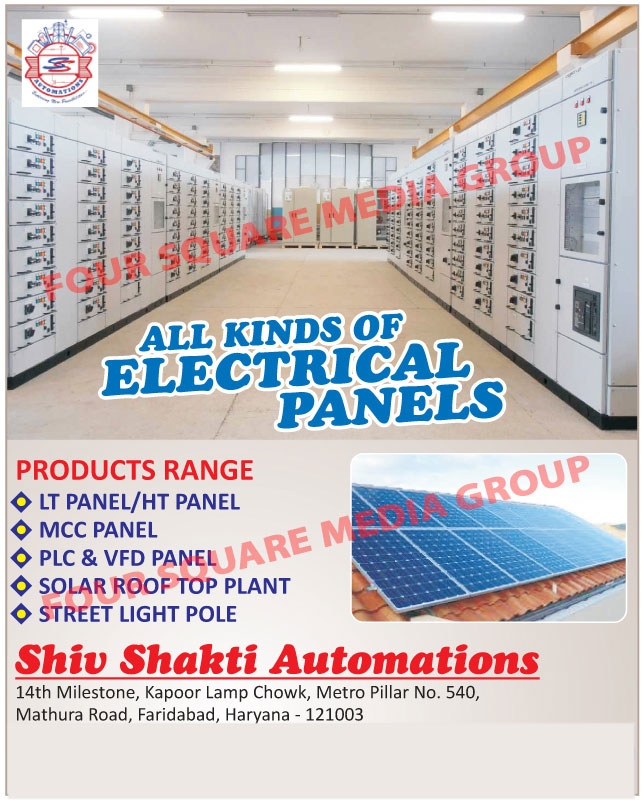 Electrical Panels, LT Panels, HT Panels, MCC Panels, PLC Panels, VFD Panels, Solar Roof Top Plant, Street Light Pole