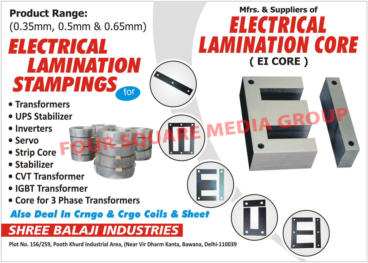 Electrical Lamination Cores, Electrical Lamination Stamping, EI Cores, Crngo, Crgo Coils, Crgo Sheets