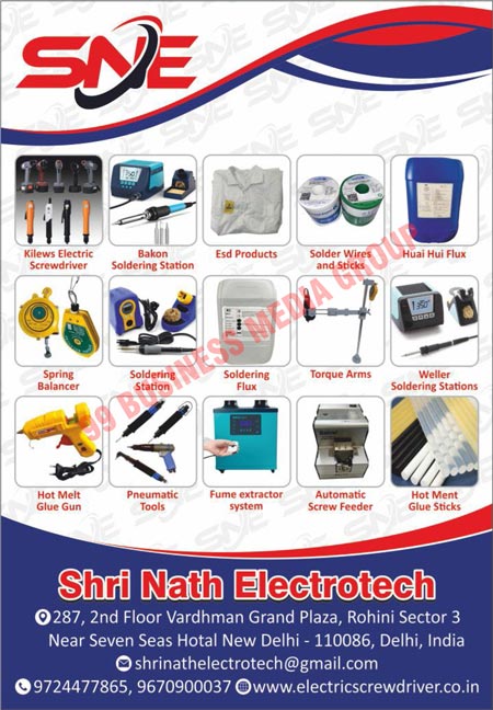 Kilews Electric Screwdrivers, Bakon Soldering Stations, ESD Products, Solder Wires, Solder Sticks, Huai Hui Fluxes, Spring Balancers, Soldering Stations, Soldering Fluxes, Torque Arms, Weller Soldering Stations, Hot Melt Glue Guns, Pneumatic Tools, Fume Extractor Systems, Automatic Screw Feeders, Hot Ment Glue Sticks