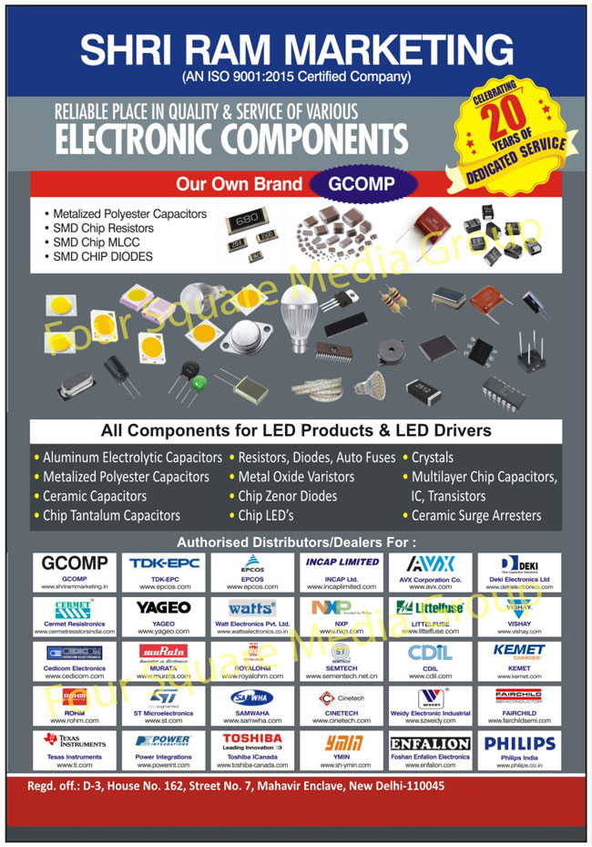 Electronic Components,Capacitors, Resistors, Diodes, Transistors, Crystals, Thermistors