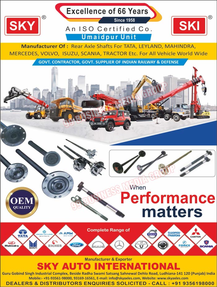 Rear Axle Shafts, Tractor Rear Axle Shafts, Automotive Rear Axle Shafts