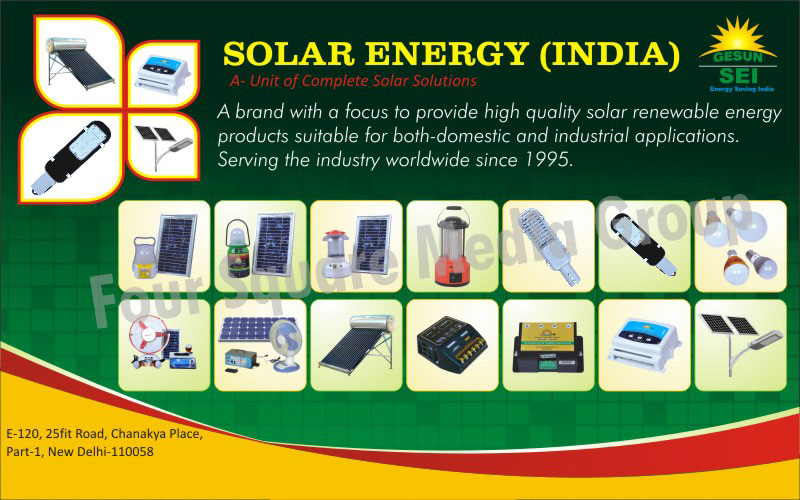 Solar Renewable Energy Products, Solar Power Plants, Solar Water Heaters, Solar Street Lights, Solar Home Light Systems, Solar Charge Controllers, Solar Led Lanterns