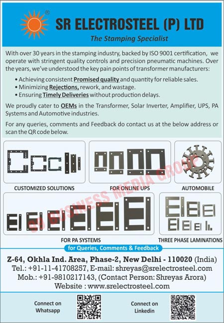 Electrical Stampings, Online UPS Electrical Stampings, Automobile Electrical Stampings, PA System Electrical Stampings, Three Phase Lamination Electrical Stampings, Mounted Transformer Stampings, Stabilizer Stampings, UPS Stampings, Inverter Stampings, Solar Fan Stampings, Lamination Stampings, PCB Mounted Transformer Stampings, Electrical Laminations, Customized Solution Electrical Stampings