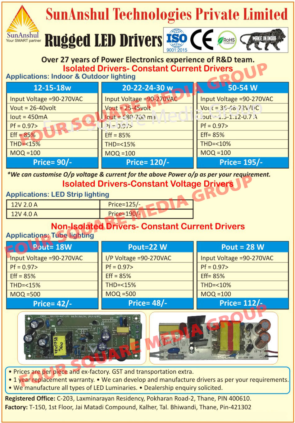 Led Drivers, Isolated Drivers, Constant Current Drivers, Constant Voltage Drivers, Non Isolated Drivers