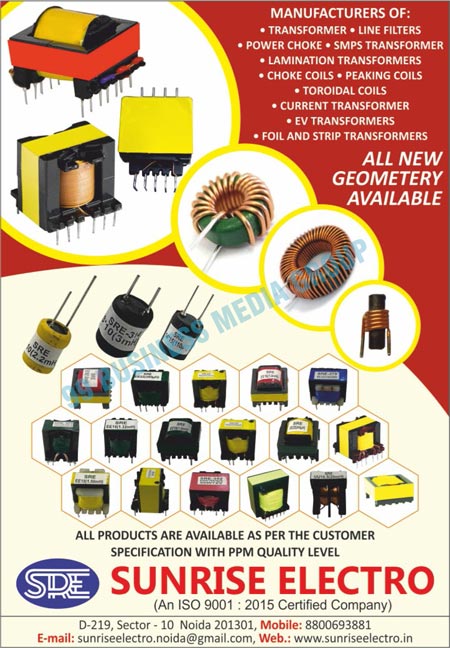 Transformers, Line Filters, Power Chokes, SMPS Transformers, Lamination Transformers, Choke Coils, Peaking Coils, Toroidal Coils, Current Transformers, EV Transformers, Foil Transformers, Strip Transformers