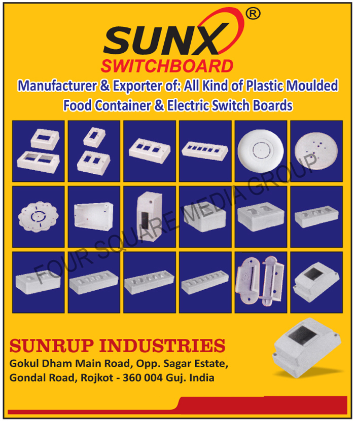 Plastic Moulded Food Containers, Electric Switch Boards
