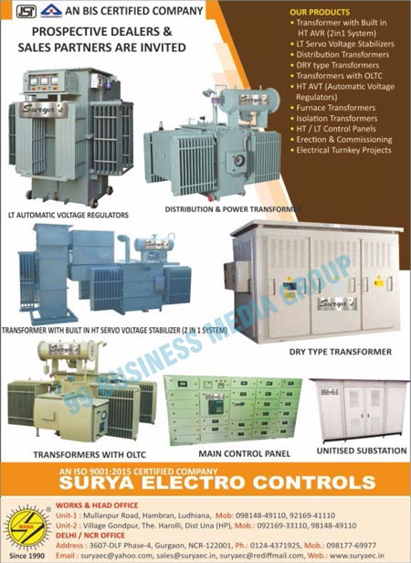 Transformers, Main Control Panels, Dry Type Transformers, Unitised Substations, Distribution Transformers, Power Transformers, LT Automatic Voltage Regulators, LT Servo Voltage Stabilizers, Automatic Voltage Regulators, Furnace Transformers, Isolation Transformers, HT Control Panels, LT Control Panels, Electrical Turnkey Projects, Transformers With OLTC, HT Automatic Voltage Regulators, Automatic Voltage Regulators HT AVT, Electrical Panels