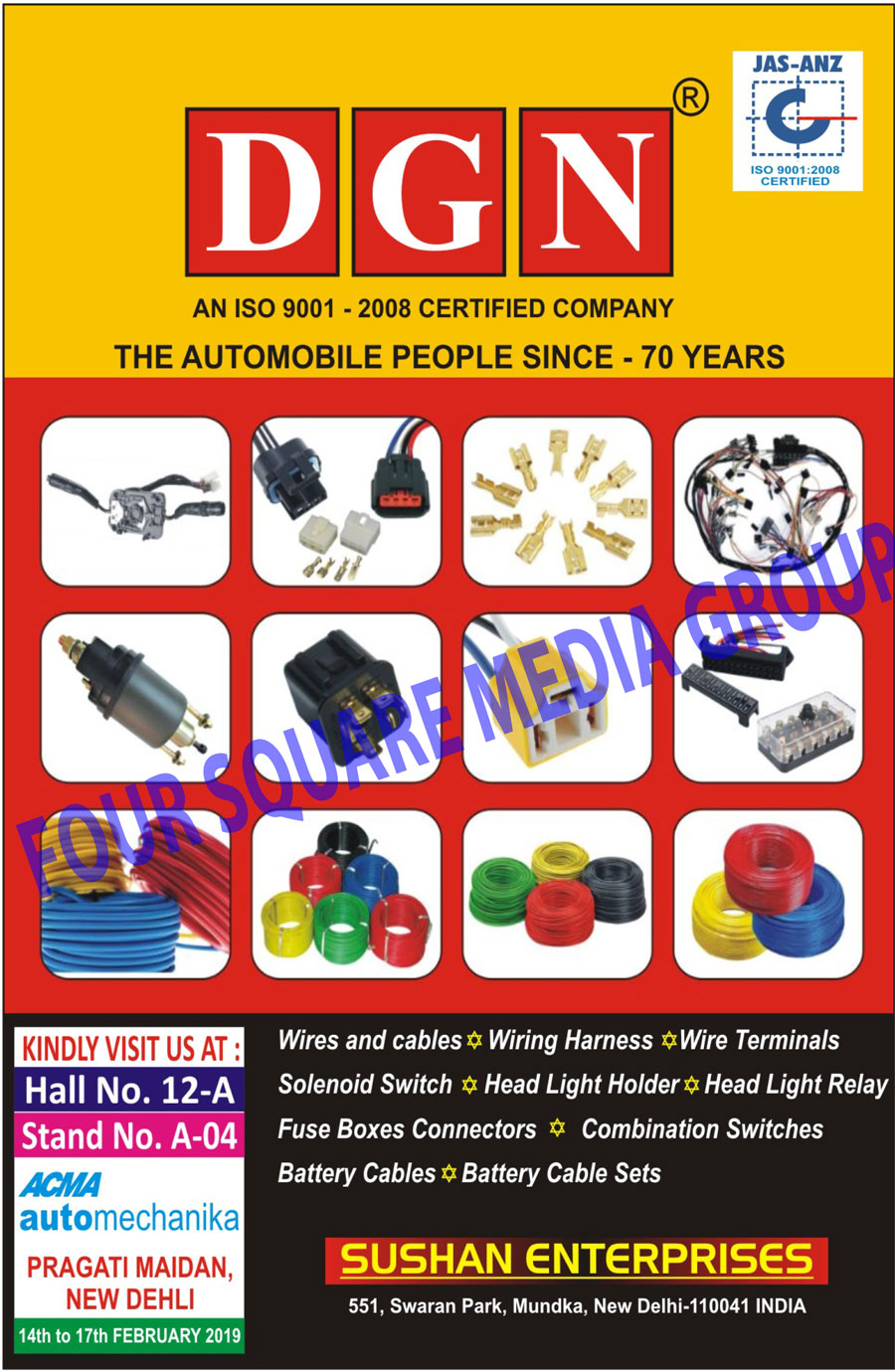 Wires, Cables, Wiring Harnesses, Wire Terminals, Solenoid Switches, Head Light Holders, Fuse Box Connectors, Combination Switches, Battery Cable Sets, Head Light Relays, Battery Cables, Auto Electrical Parts, Automotive Electrical Parts, Automobile Wires, Automobile Cables