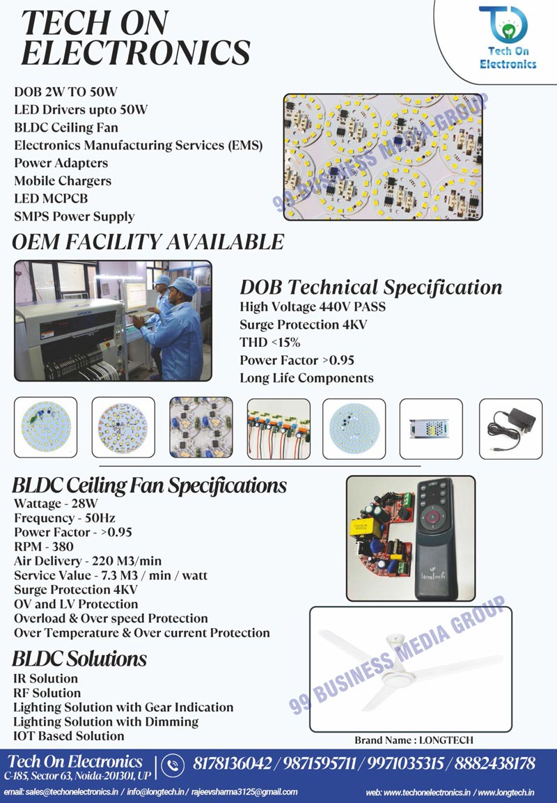 Led Light Printed Circuit Board Assemblies, Led Light PCB Assemblies, SMD Printed Circuit Board Assemblies, SMD PCB Assemblies, Mobile Charger PCB Assemblies, Mobile Charger Printed Circuit Board Assemblies, Indoor Light Drivers, Led Drivers, EMS on Large Volumes, OEM Services, POE Switches, Adapters, Led MCPCBs, Components, Power Adapters, Mobile Chargers, DOB Lights, BLDC Ceiling Fans, PCB Assemblies, Led Bulb Drivers, Led Panel Light Drivers, SMPS Adapters