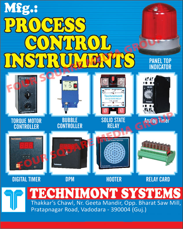 Process Control Instruments, Relay Card, DPM, SSR, Timer, Hooter, Torque Motor Controller, Panel Top Indicator, Digital Panel Meters, Solid State Relays