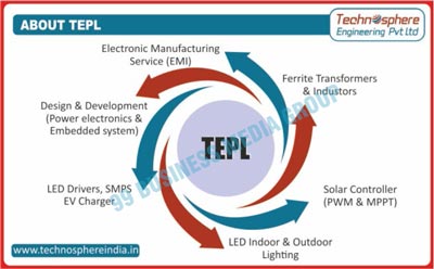 Led Indoor Lightings, Led Outdoor Lightings, Led Drivers, SMPS, EV Chargers, PWM Solar Controllers, MPPT Solar Controllers, Ferrite Transformers, Ferrite Inductors, Electronic Manufacturing Services, Design Power Electronics, Design Embedded Systems, Development Power Electronics, Development Embedded Systems