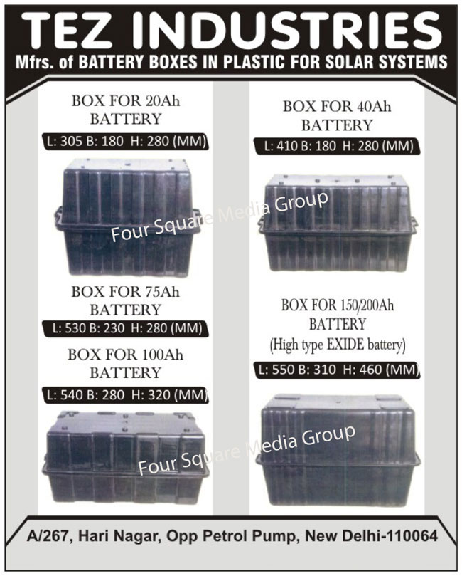 Solar System Plastic Battery Boxes, Exide Battery Boxes