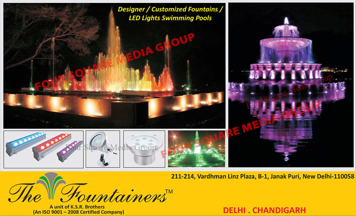 Designer Fountains, Customized Fountains, Customised Fountains, Swimming Pool Led Lights, Underwater Fountain Led Lights