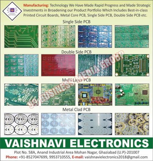 Single Side PCBs, Double Side PCBs, Multi Layer PCBs, Metal Clad PCBs, Metal Core PCBs, Printed Circuit Boards