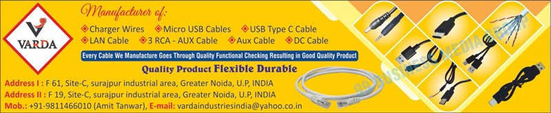 Charger Wires, Micro USB Cables, RCA Cables, 3RCA AUX Cables, DC Cables, USB Type C Cables, Electrical Cables, Electrical Wires, LAN Cables