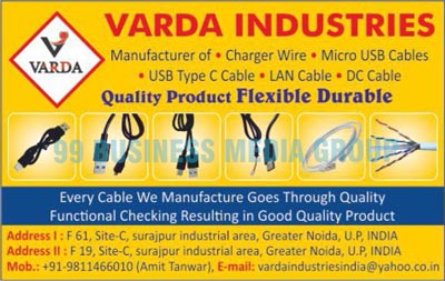 Charger Wires, Micro USB Cables, RCA Cables, 3RCA AUX Cables, DC Cables, USB Type C Cables, Electrical Cables, Electrical Wires, LAN Cables