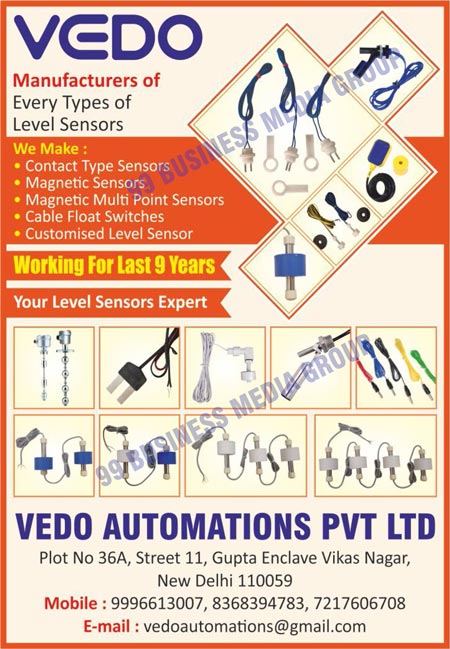 Sensors, Contact Type Sensors, Magnetic Sensors, Magnetic Multi Point Sensors, Cable Float Switches, Customised Level Sensors