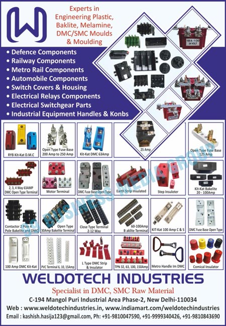 Electrical Components, Relays, Switchgear Components, Railway Engineering Components, Defence Components, Shipping Components, Switchgear Accessories, Panel Accessories, DC Relays, Plastic Bakelite DMC Components, Plastic Bakelite SMC Components, Plastic Engineering Components, Panel Components, Moulded Components, Engineering Plastic Moulds, Baklite Moulds, Melamine Moulds, DMC Moulds, SMC Moulds, Railway Components, Metro Rail Components, Automobile Components, Switch Covers, Switch Housings, Electrical Relay Components, Electrical Switchgear Parts, Industrial Equipment Handles, Industrial Equipment Konbs, RYB Kit Kat DMC, Open Type Fuse Base, Kit Kat DMC, DMC Open Type Terminals, Motors Terminals, DMC Fuse Base Open Type, Earth Strip Insulated, Step Insulators, Kit Kat Bakelites, Bus Bar Fingers, Contactor 2 Pole Bakelites, Contactor 4 Pole Bakelites, Contactor 2 Pole DMC, Contactor 4 Pole DMC, Open Type Bakelite Terminals, Close Type Terminals, DMC Kit Kats, PVC Terminals, L Type DMC Strips, L Type DMC Insulators, Metro Handles, Comical Insulators, Bakelite Terminals