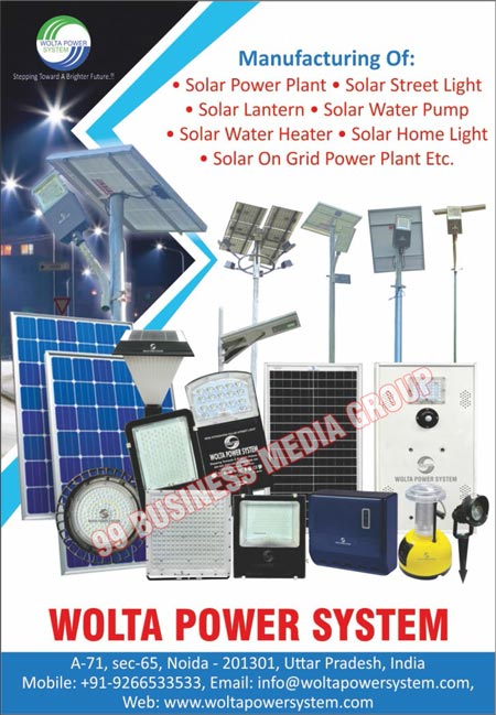 Led Lights, Solar Power Plants, Solar Street Lights, Solar Lanterns, Solar Water Pumps, Solar Water Heaters, Solar Home Lights, Solar On Grid Power Plants