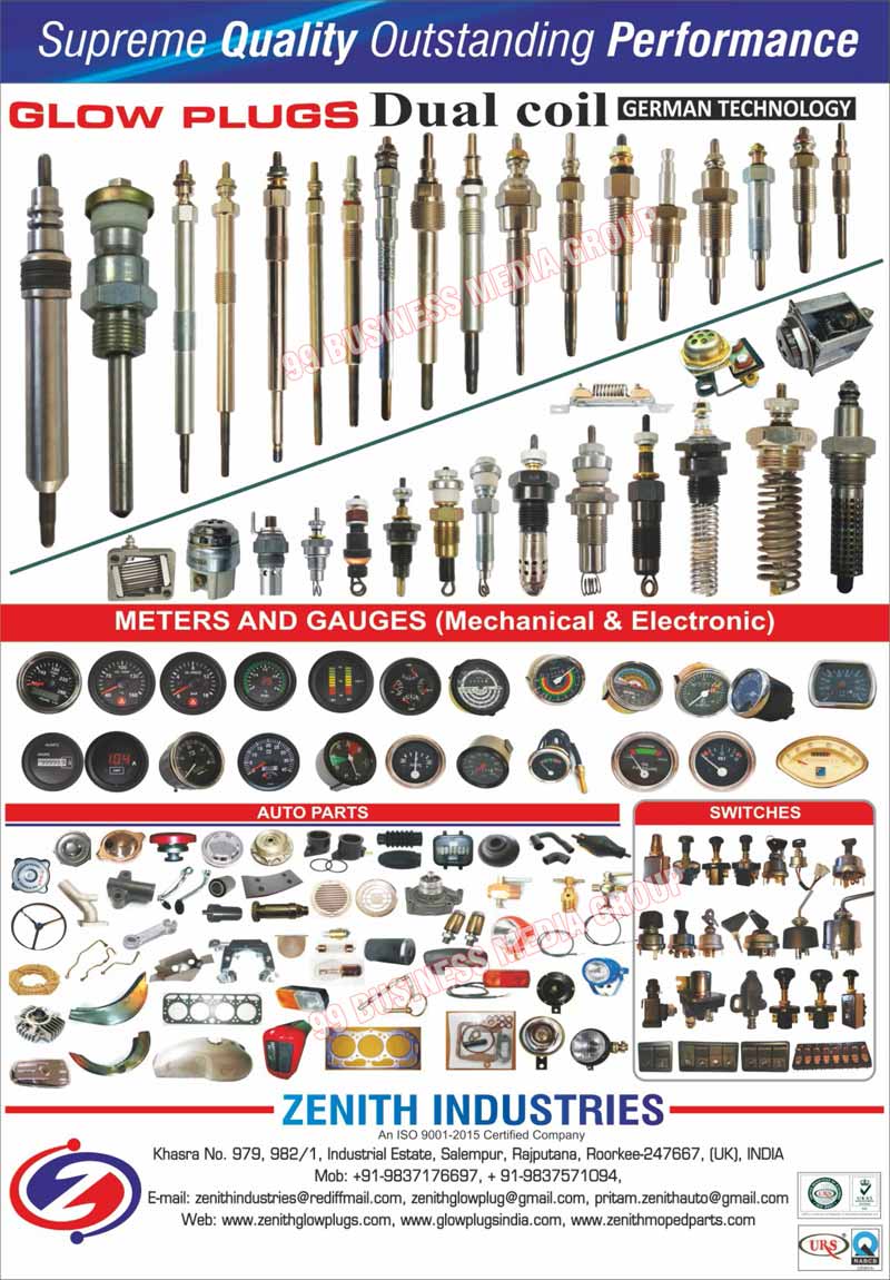 Dual Coil Glow Plugs, Glow Plugs, Tractor Glow Plugs, Industrial Glow Plugs, Solenoids, Thermostat Switches, Temperature Sensors, Oil Pressure Switches, Ignition Switches, Meters, Gauges, Electronic Dashboard Instruments, Electrical Dashboard Instruments, Mechanical Dashboard Instruments, Electronic Dash Board Instruments, Electrical Dash Board Instruments, Mechanical Dash Board Instruments, Automotive Spare Parts, Auto Spare Parts, Auto Parts, Automotive Switches, Electronic Meters, Electronic Gauges, Mechanical Meters, Mechanical Gauges